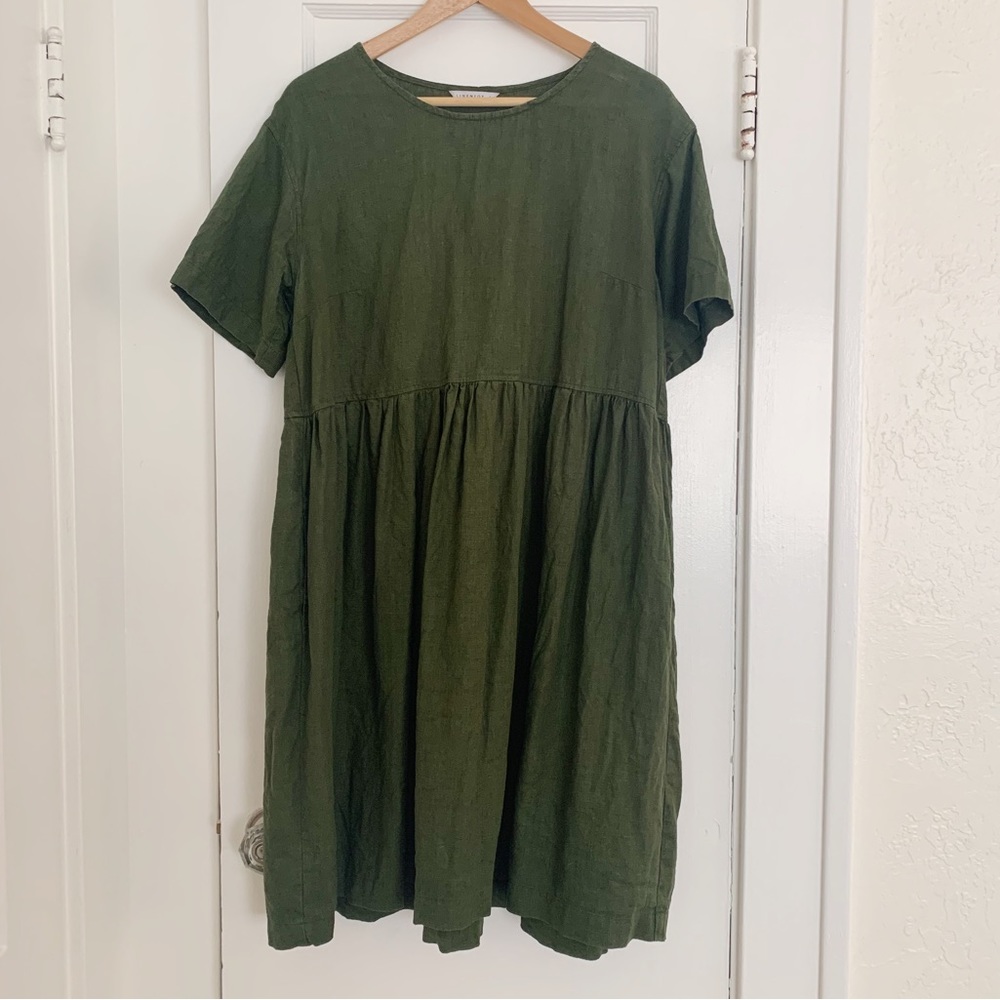 Linenfox Anna Dress in Forest Green